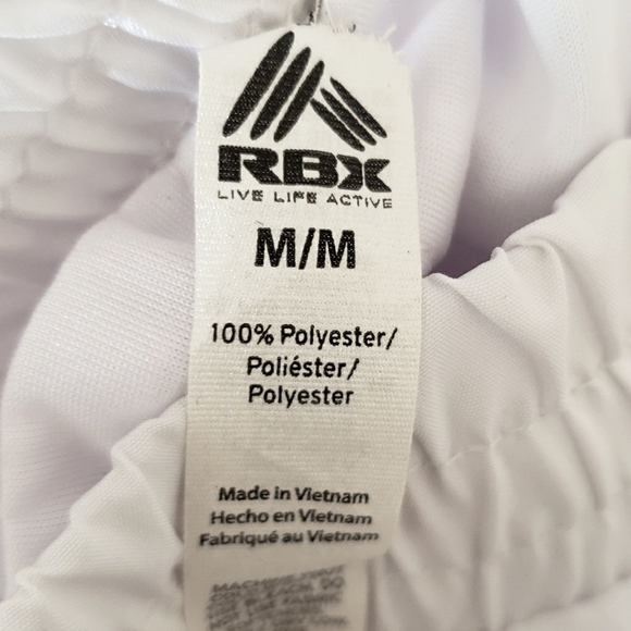 RBX Athletic White Shorts Panty Lined Wicking Flexibility Fade Resistant W-M NWT - Picture 11 of 11